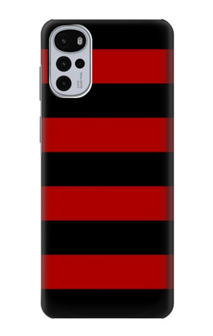 W2638 Black and Red Striped Hülle Schutzhülle Taschen und Leder Flip für Motorola Moto G22
