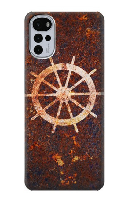 W2766 Ship Wheel Rusty Texture Hülle Schutzhülle Taschen und Leder Flip für Motorola Moto G22