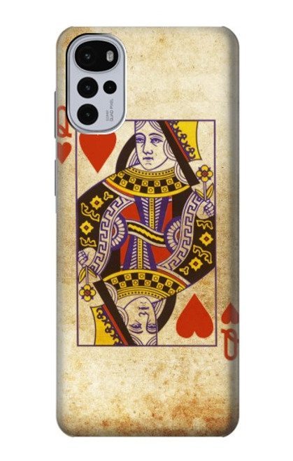 W2833 Poker Card Queen Hearts Hülle Schutzhülle Taschen und Leder Flip für Motorola Moto G22