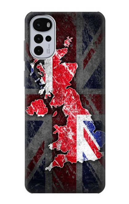 W2936 UK British Flag Map Hülle Schutzhülle Taschen und Leder Flip für Motorola Moto G22