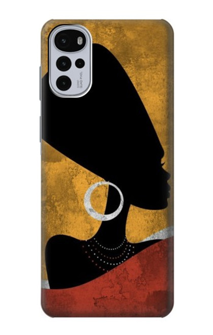 W3453 African Queen Nefertiti Silhouette Hülle Schutzhülle Taschen und Leder Flip für Motorola Moto G22