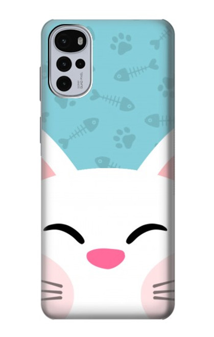 W3542 Cute Cat Cartoon Hülle Schutzhülle Taschen und Leder Flip für Motorola Moto G22