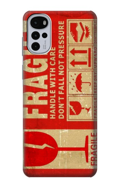 W3552 Vintage Fragile Label Art Hülle Schutzhülle Taschen und Leder Flip für Motorola Moto G22