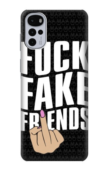 W3598 Middle Finger Fuck Fake Friend Hülle Schutzhülle Taschen und Leder Flip für Motorola Moto G22