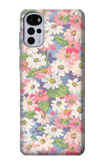 W3688 Floral Flower Art Pattern Hülle Schutzhülle Taschen und Leder Flip für Motorola Moto G22