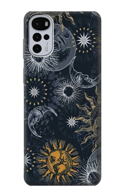 W3702 Moon and Sun Hülle Schutzhülle Taschen und Leder Flip für Motorola Moto G22