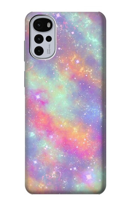 W3706 Pastel Rainbow Galaxy Pink Sky Hülle Schutzhülle Taschen und Leder Flip für Motorola Moto G22