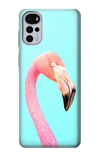 W3708 Pink Flamingo Hülle Schutzhülle Taschen und Leder Flip für Motorola Moto G22