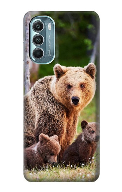 W3558 Bear Family Hülle Schutzhülle Taschen und Leder Flip für Motorola Moto G Stylus 5G (2022)