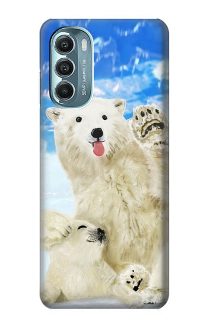 W3794 Arctic Polar Bear and Seal Paint Hülle Schutzhülle Taschen und Leder Flip für Motorola Moto G Stylus 5G (2022)