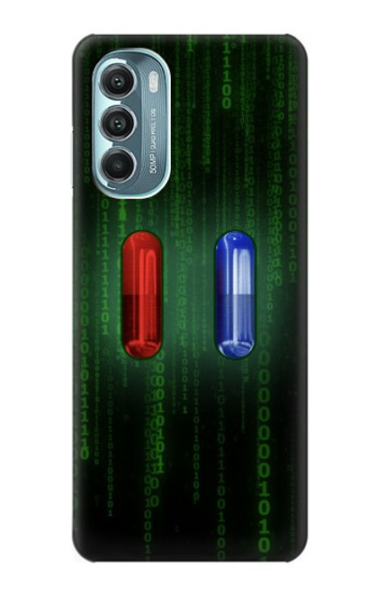 W3816 Red Pill Blue Pill Capsule Hülle Schutzhülle Taschen und Leder Flip für Motorola Moto G Stylus 5G (2022)