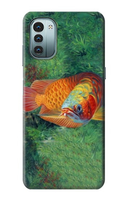W1157 Red Arowana Fish Hülle Schutzhülle Taschen und Leder Flip für Nokia G11, G21