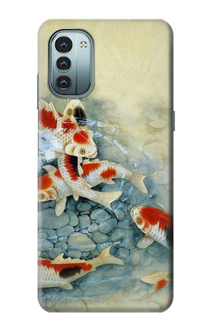W1654 Koi Carp Fish Art Painting Hülle Schutzhülle Taschen und Leder Flip für Nokia G11, G21