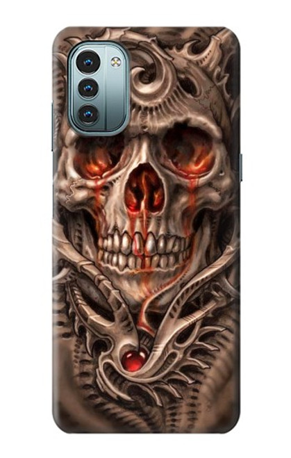 W1675 Skull Blood Tattoo Hülle Schutzhülle Taschen und Leder Flip für Nokia G11, G21