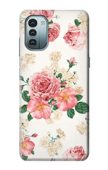 W1859 Rose Pattern Hülle Schutzhülle Taschen und Leder Flip für Nokia G11, G21