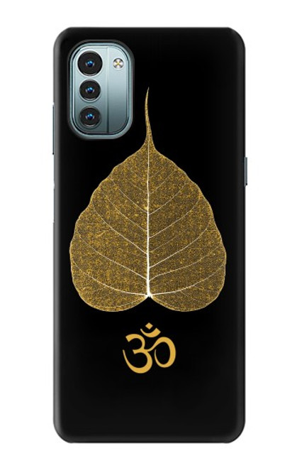 W2331 Gold Leaf Buddhist Om Symbol Hülle Schutzhülle Taschen und Leder Flip für Nokia G11, G21