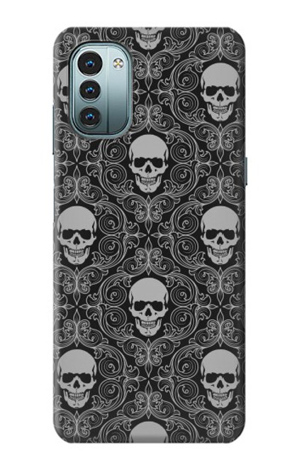 W2371 Skull Vintage Monochrome Pattern Hülle Schutzhülle Taschen und Leder Flip für Nokia G11, G21