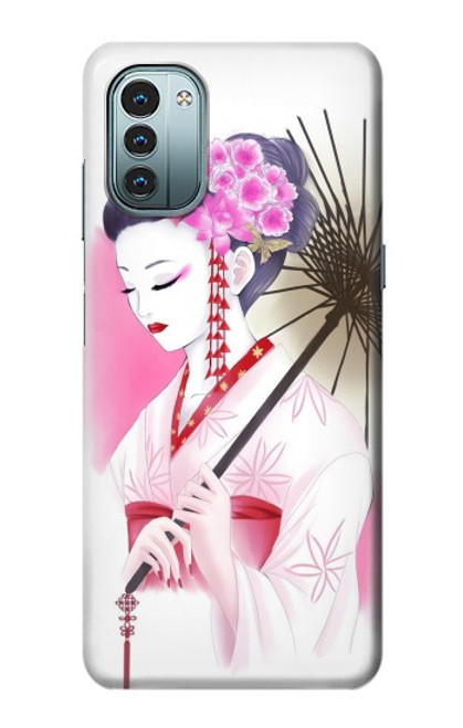 W2579 Japanese Traditional Geisha Kimono Hülle Schutzhülle Taschen und Leder Flip für Nokia G11, G21