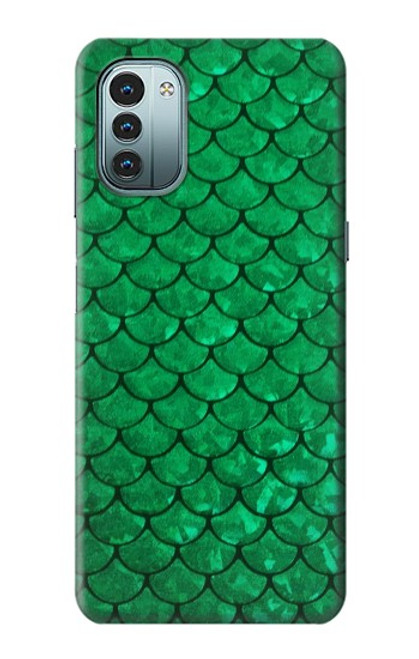 W2704 Green Fish Scale Pattern Graphic Hülle Schutzhülle Taschen und Leder Flip für Nokia G11, G21