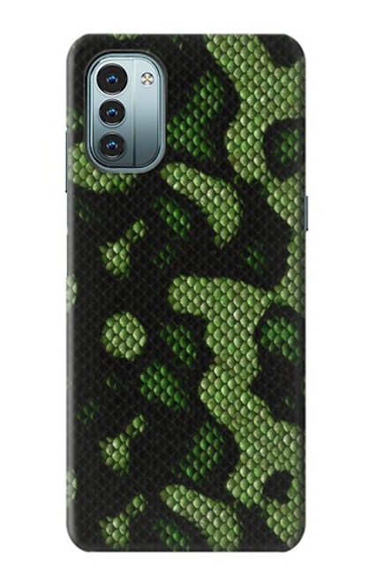 W2877 Green Snake Skin Graphic Printed Hülle Schutzhülle Taschen und Leder Flip für Nokia G11, G21