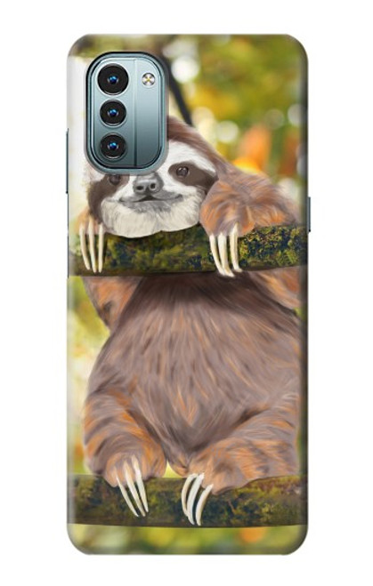 W3138 Cute Baby Sloth Paint Hülle Schutzhülle Taschen und Leder Flip für Nokia G11, G21
