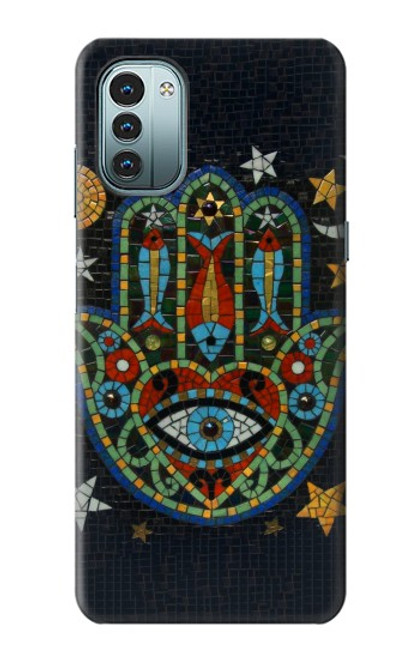 W3175 Hamsa Hand Mosaics Hülle Schutzhülle Taschen und Leder Flip für Nokia G11, G21