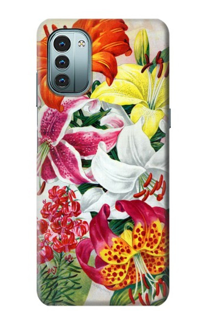 W3205 Retro Art Flowers Hülle Schutzhülle Taschen und Leder Flip für Nokia G11, G21