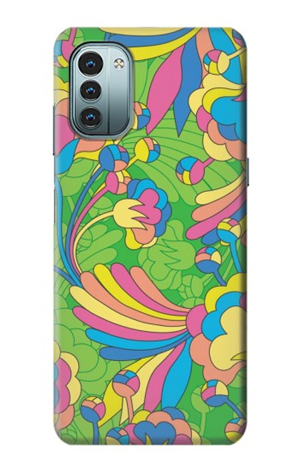 W3273 Flower Line Art Pattern Hülle Schutzhülle Taschen und Leder Flip für Nokia G11, G21