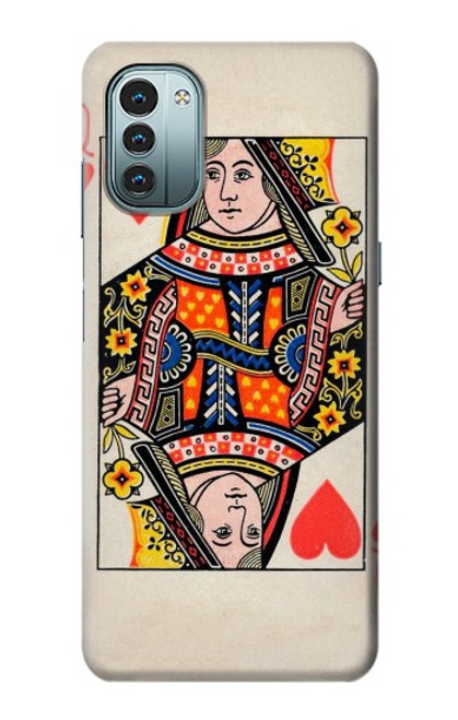 W3429 Queen Hearts Card Hülle Schutzhülle Taschen und Leder Flip für Nokia G11, G21