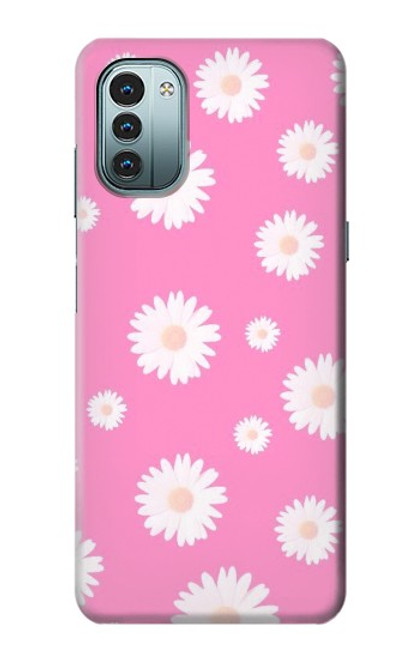 W3500 Pink Floral Pattern Hülle Schutzhülle Taschen und Leder Flip für Nokia G11, G21
