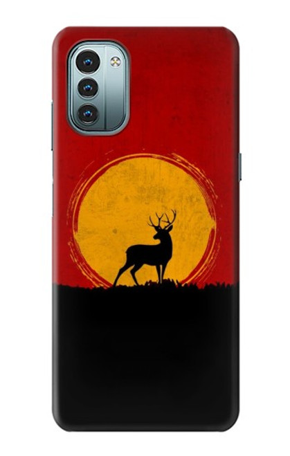 W3513 Deer Sunset Hülle Schutzhülle Taschen und Leder Flip für Nokia G11, G21