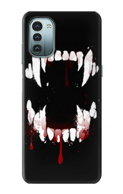 W3527 Vampire Teeth Bloodstain Hülle Schutzhülle Taschen und Leder Flip für Nokia G11, G21