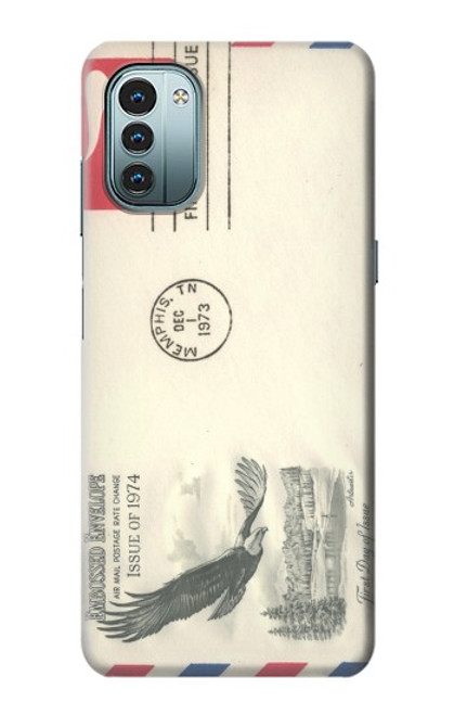 W3551 Vintage Airmail Envelope Art Hülle Schutzhülle Taschen und Leder Flip für Nokia G11, G21