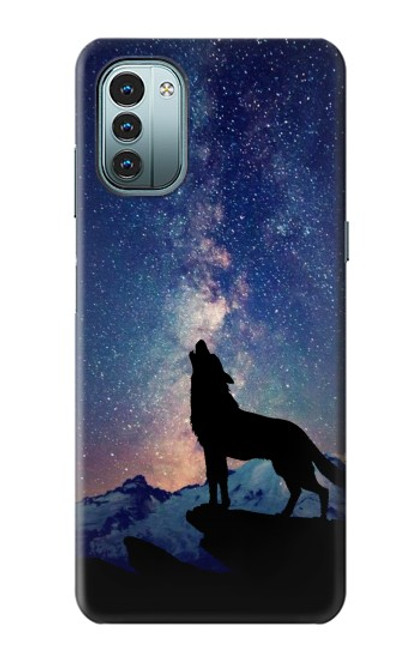 W3555 Wolf Howling Million Star Hülle Schutzhülle Taschen und Leder Flip für Nokia G11, G21