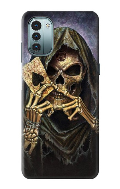 W3594 Grim Reaper Wins Poker Hülle Schutzhülle Taschen und Leder Flip für Nokia G11, G21