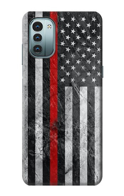 W3687 Firefighter Thin Red Line American Flag Hülle Schutzhülle Taschen und Leder Flip für Nokia G11, G21