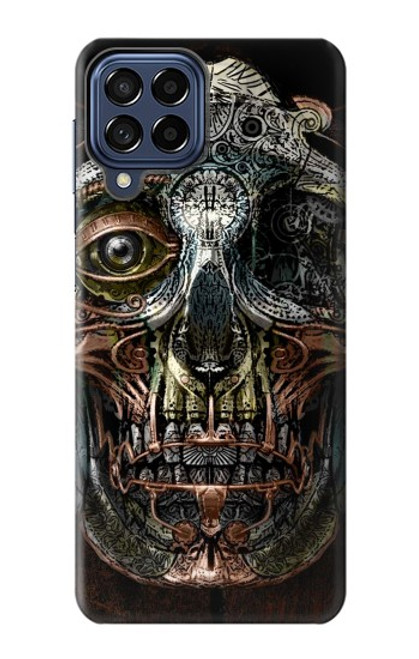 W1685 Steampunk Skull Head Hülle Schutzhülle Taschen und Leder Flip für Samsung Galaxy M53
