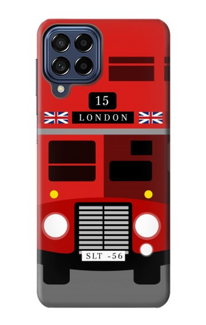 W2058 England British Double Decker Bus Hülle Schutzhülle Taschen und Leder Flip für Samsung Galaxy M53