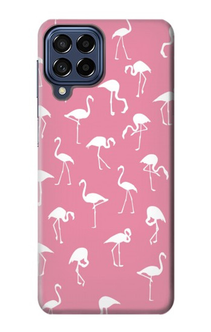 W2858 Pink Flamingo Pattern Hülle Schutzhülle Taschen und Leder Flip für Samsung Galaxy M53