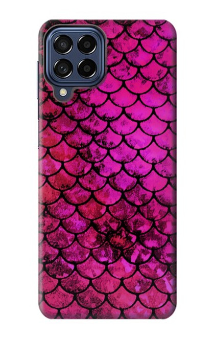 W3051 Pink Mermaid Fish Scale Hülle Schutzhülle Taschen und Leder Flip für Samsung Galaxy M53