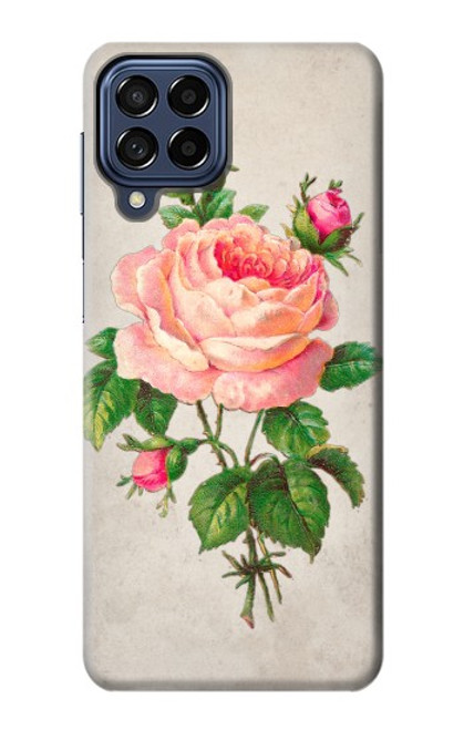 W3079 Vintage Pink Rose Hülle Schutzhülle Taschen und Leder Flip für Samsung Galaxy M53