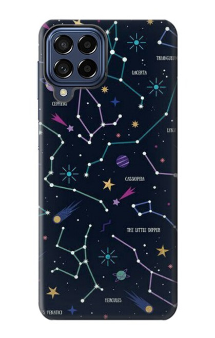 W3220 Star Map Zodiac Constellations Hülle Schutzhülle Taschen und Leder Flip für Samsung Galaxy M53