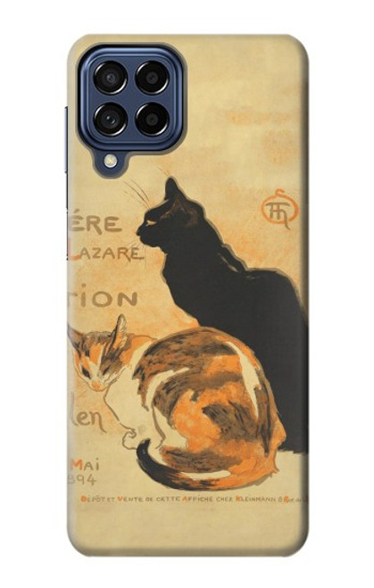 W3229 Vintage Cat Poster Hülle Schutzhülle Taschen und Leder Flip für Samsung Galaxy M53