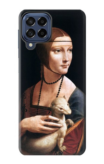 W3471 Lady Ermine Leonardo da Vinci Hülle Schutzhülle Taschen und Leder Flip für Samsung Galaxy M53