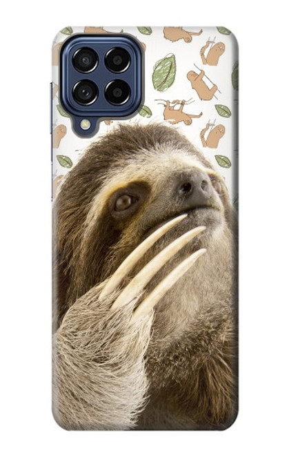 W3559 Sloth Pattern Hülle Schutzhülle Taschen und Leder Flip für Samsung Galaxy M53