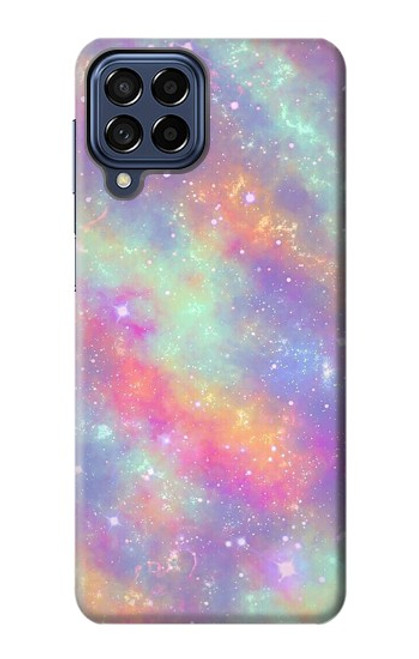 W3706 Pastel Rainbow Galaxy Pink Sky Hülle Schutzhülle Taschen und Leder Flip für Samsung Galaxy M53