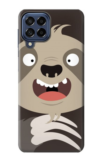 W3855 Sloth Face Cartoon Hülle Schutzhülle Taschen und Leder Flip für Samsung Galaxy M53