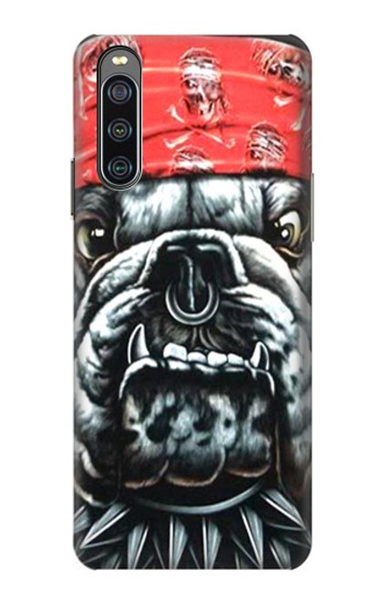 W0100 Bulldog American Football Hülle Schutzhülle Taschen und Leder Flip für Sony Xperia 10 IV