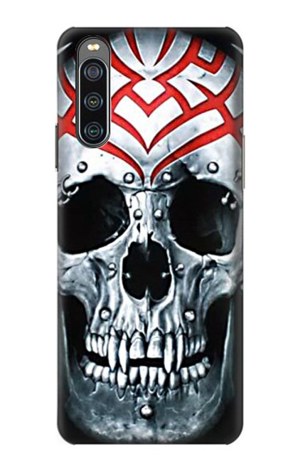 W0223 Vampire Skull Tattoo Hülle Schutzhülle Taschen und Leder Flip für Sony Xperia 10 IV