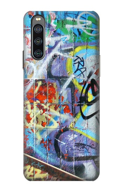 W0588 Wall Graffiti Hülle Schutzhülle Taschen und Leder Flip für Sony Xperia 10 IV